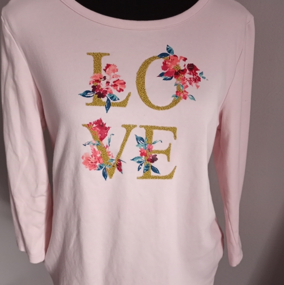 Croft and Barrow small peach long sleeve top - Picture 1 of 4